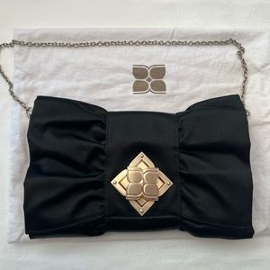 BCBG Maxazria Black Satin Bow Clutch